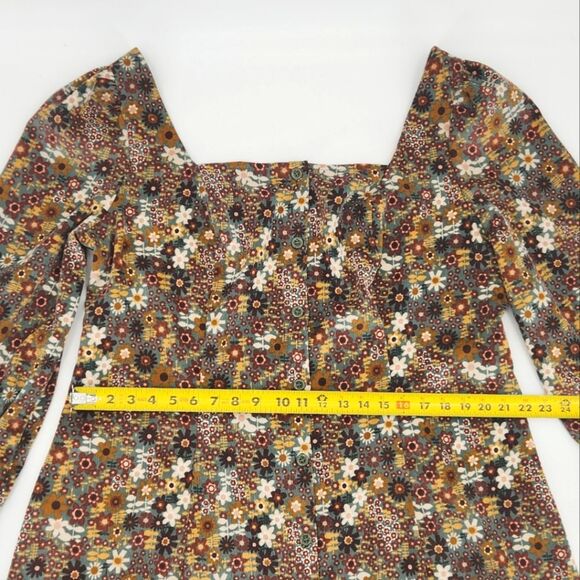 Cider Button Up Floral Dress Womens Size 3XL Puff Sleeves Flower Power 70s Retro - Picture 7 of 8